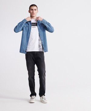 Superdry Resurrection Férfi Hosszú Ujjú Ing Kék | IXPUQ5613